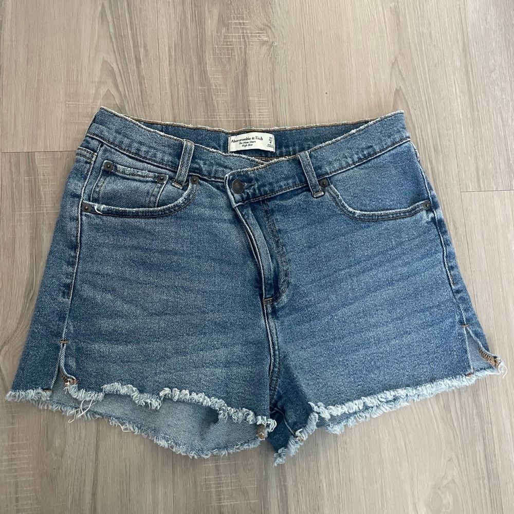 Abercrombie & Fitch Blue Jean Shorts Distressed Frayed Hem